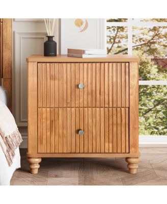 Fluted 3-Drawer Mid-Century Modern Wood Nightstand 21.65'' Wide