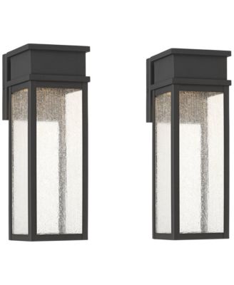 Sintef 14 1/4inch  High Modern Outdoor Wall Light Fixture Mount Porch House Set of 2 LED Bulb Sand  Finish