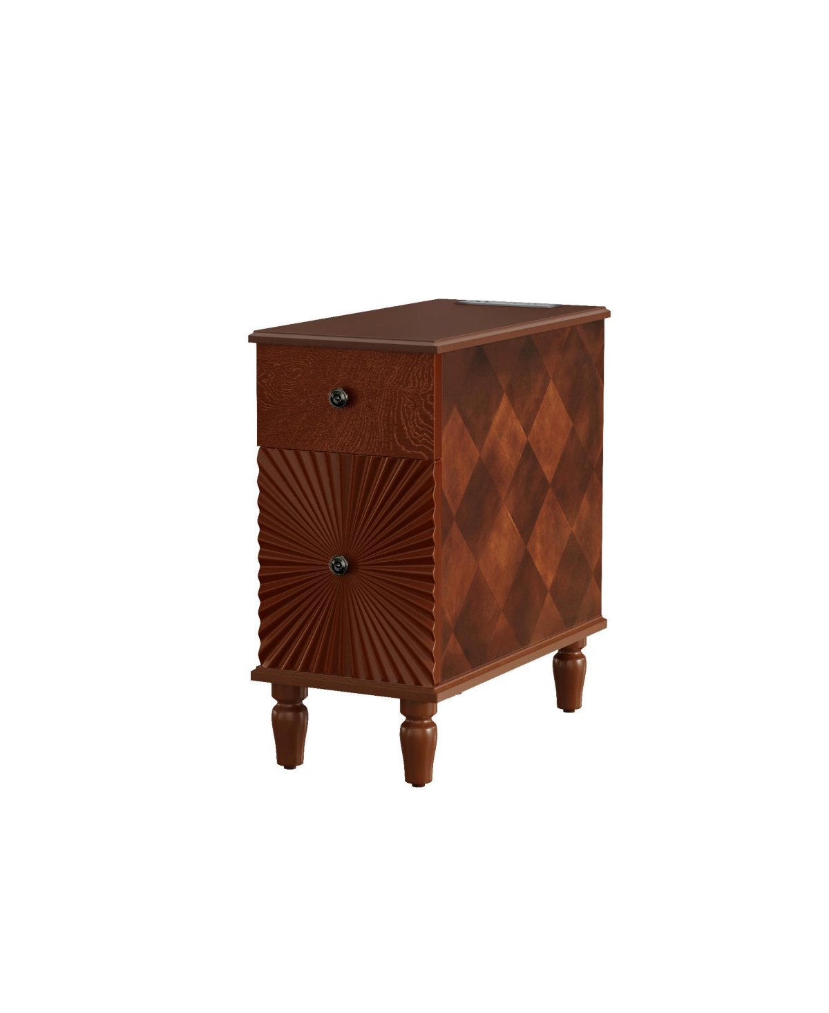 sumyeg Modern Slim Side Table with 2 Drawers Narrow Nightstand