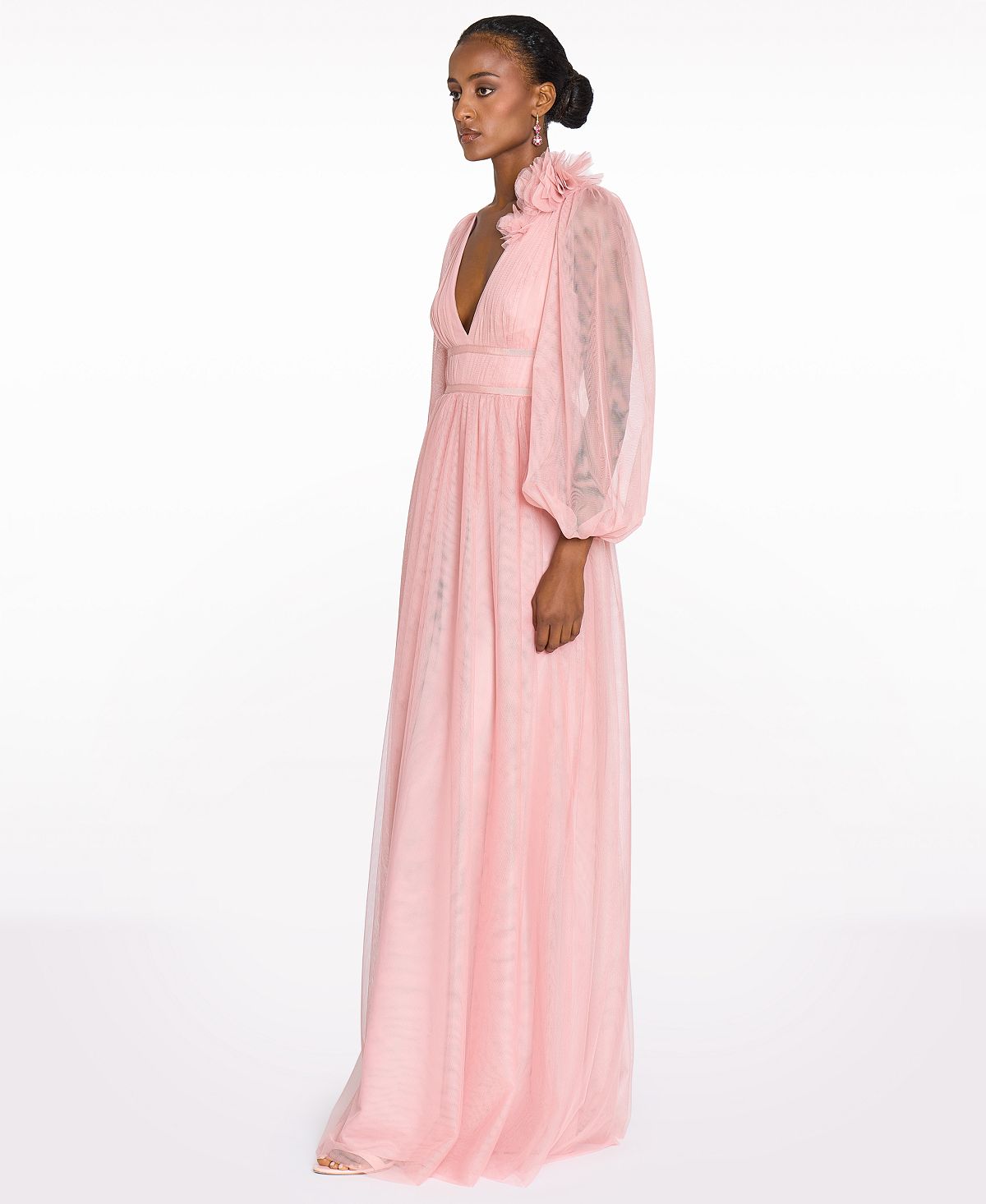 Marchesa Notte Women's Tulle Flower A-Line Gown view 3 — MAYCSS fashion products