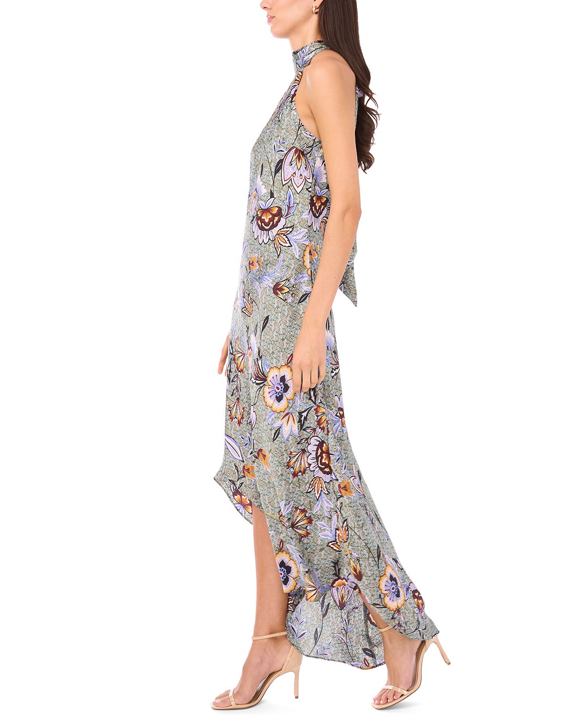 CeCe Women's Draped Satin Tie-Back Halter Midi Dress view 2 — MAYCSS fashion products