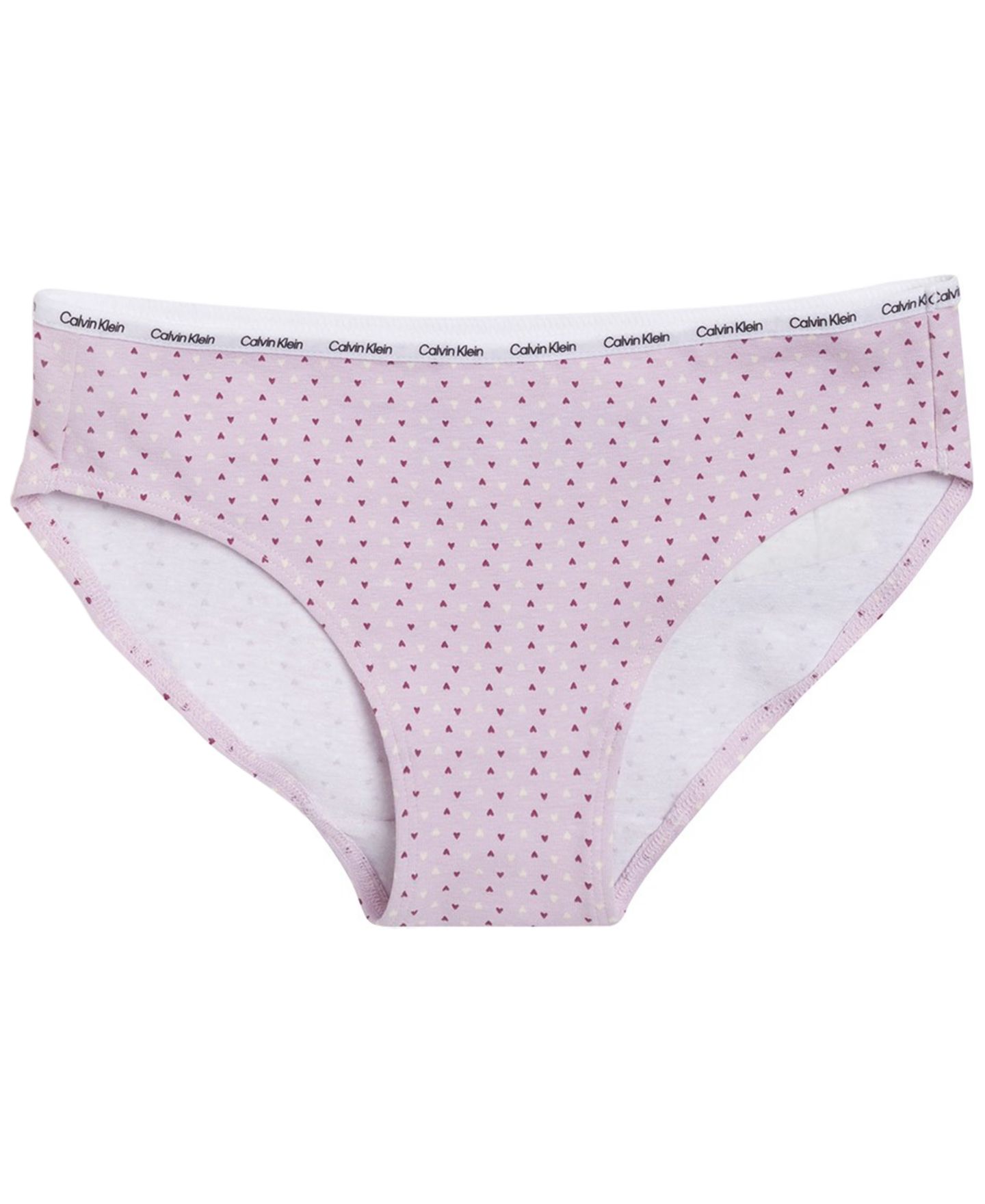 Детские купальники Calvin Klein Girls' 6-16 Floral Heart Stripe Cotton-Stretch Bikinis, 6+1 Bonus Pack, цвет: Розовый с принтом — фото 5