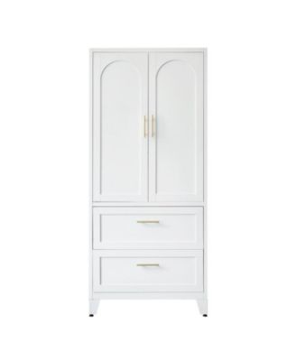 71" Tall Metal Storage Cabinet with 2 Drawer and Hanging Rod Wardrobe 2 Doors Wardrobe Closet with Shelf