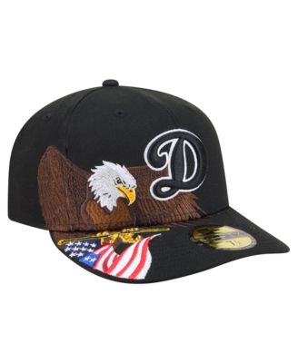 Men's Black Los Angeles Dodgers Americana Bald Eagle Pre-Curved 59FIFTY Fitted Hat