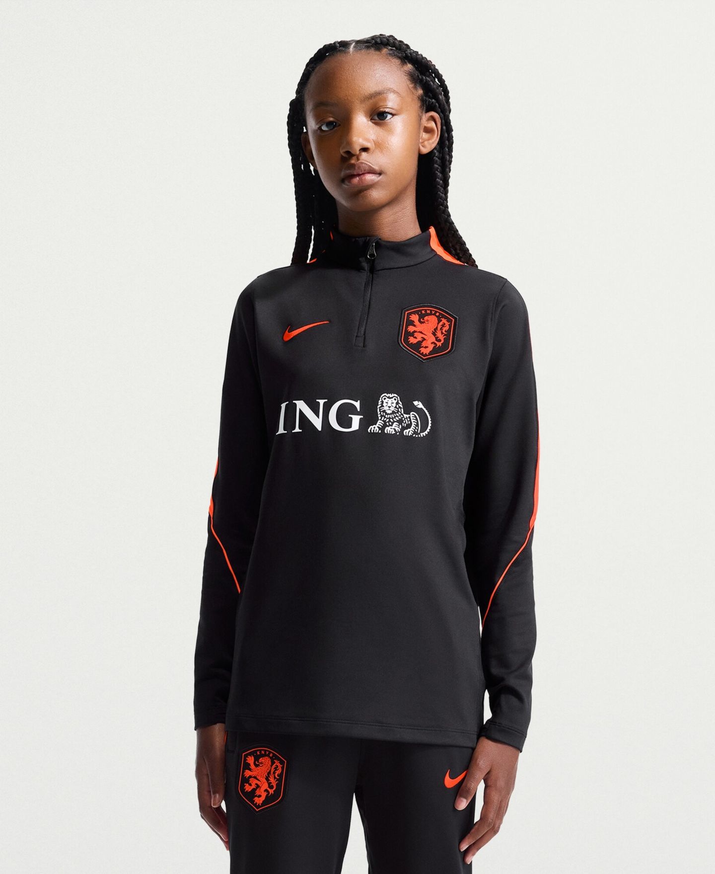 Детская тренировочная кофта Nike Netherlands 2026 Strike Dri-FIT на молнии 1/4, Black — фото 1