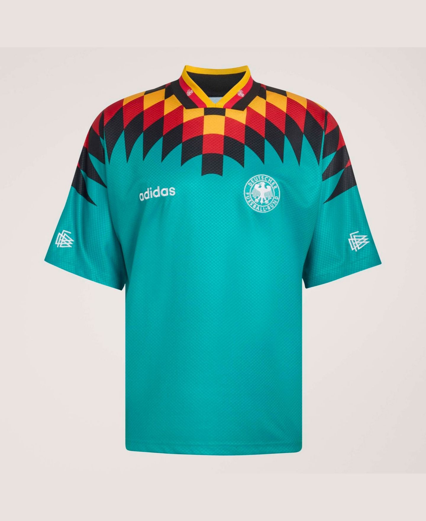 Мужской топ adidas Green Germany National Team 1994 Away Bringback Jersey — фото 3