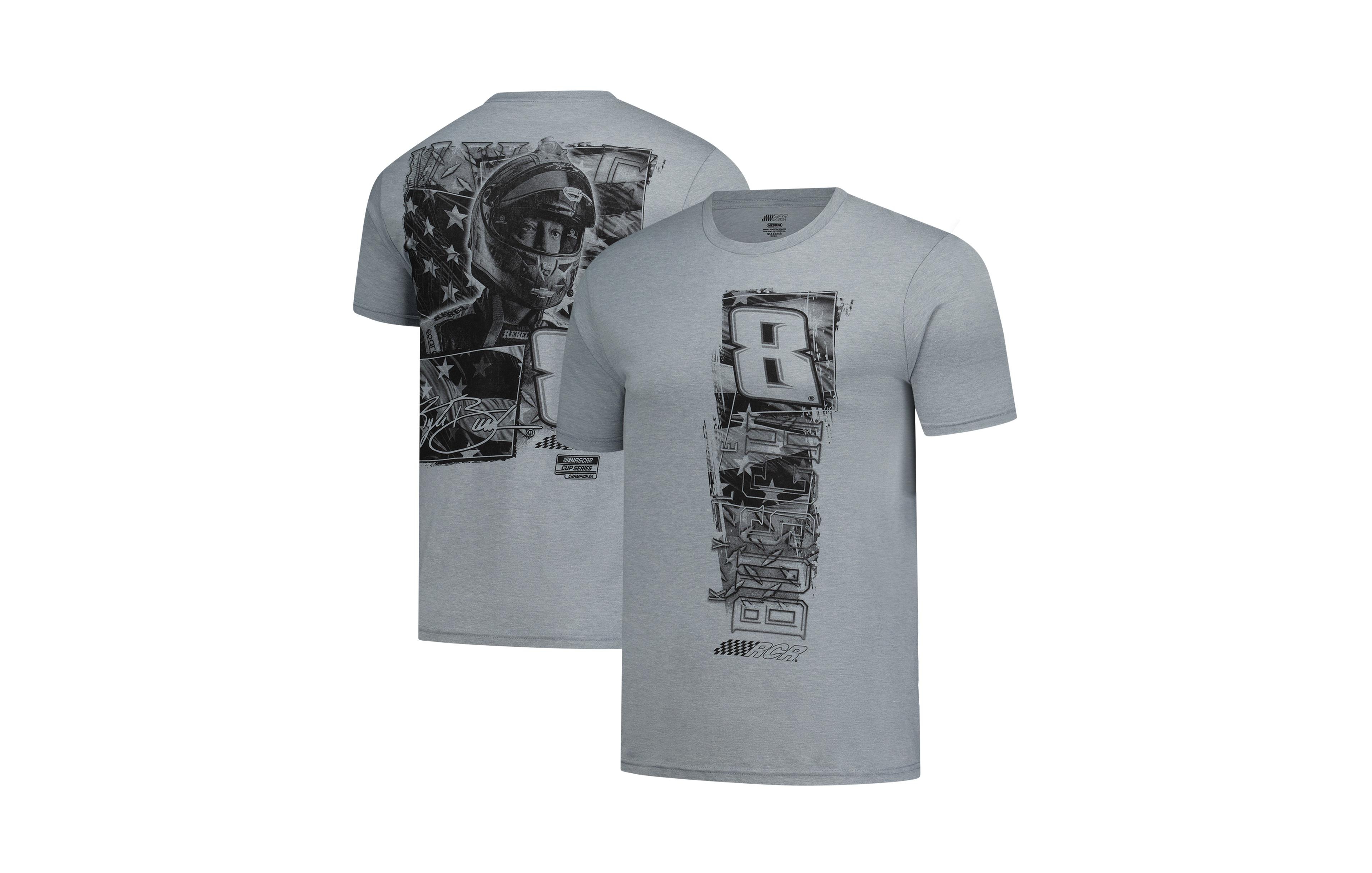 Classic Ink Men's Heather Gray Kyle Busch Flag 2-Sport Tri-Blend T-Shirt