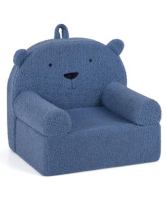 Toddler Foam Couch with Bear Design and Soft Fleece Fabric Cover