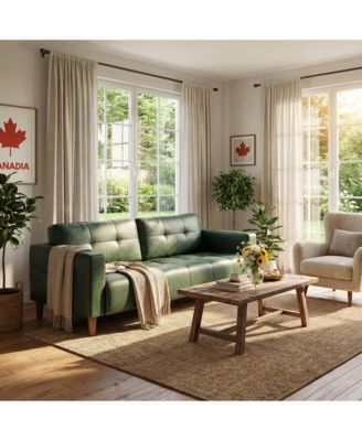 Sophisticated Faux Leather Sofa with High-Density Cushioning and Durable Wood Frame - Comfortable Modern Seating for Living Room
