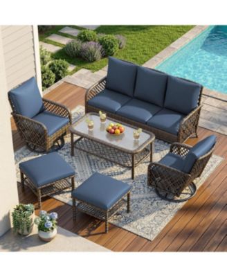 Patio Furniture Set Seats 7 Outdoor Sectional Sofa Couch