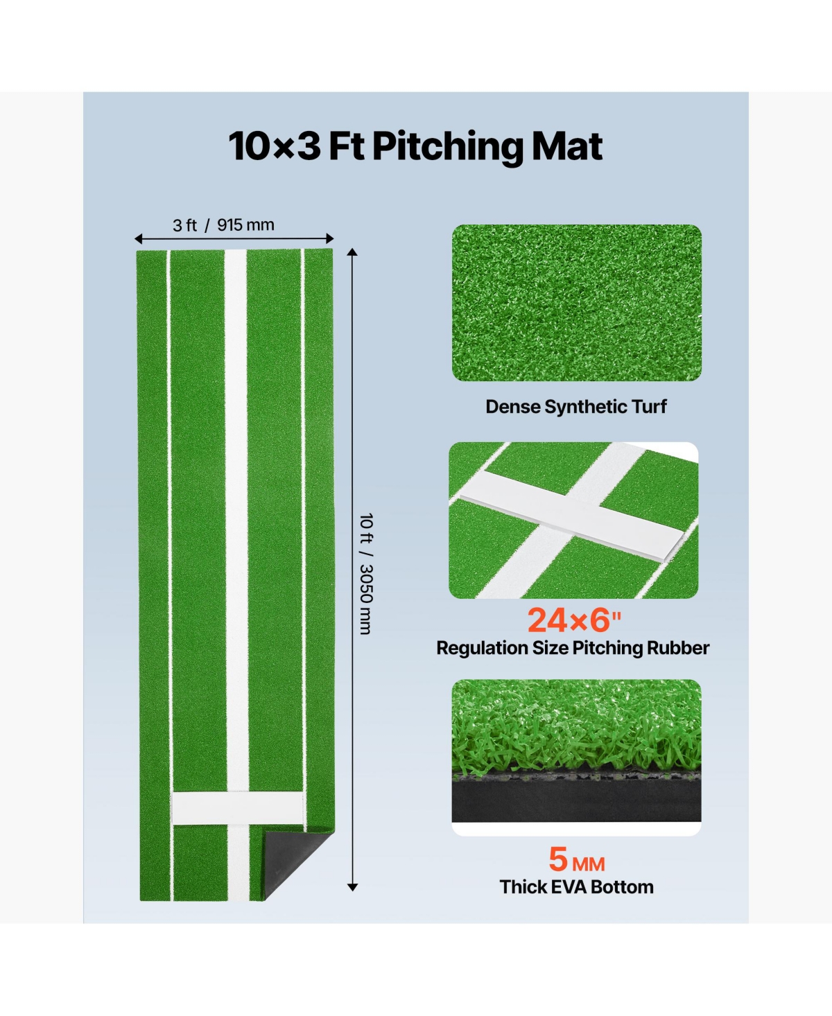 Vevor Softball Pitching Mat Baseball Pitching Rubber Mound for Indoor Outdoor