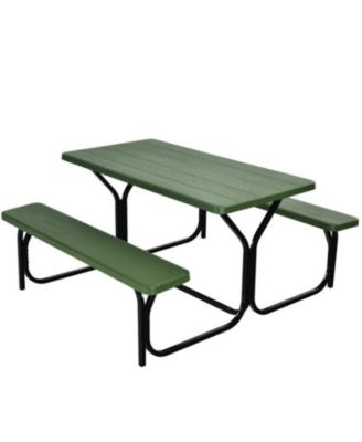 HDPE Outdoor Picnic Table Bench Set with Metal Base