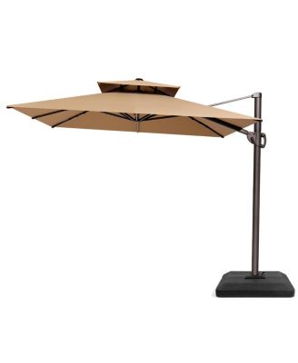 Outdoor Patio Double Top 9X12Feet Aluminum Cantilever Umbrella with Umbrella Base