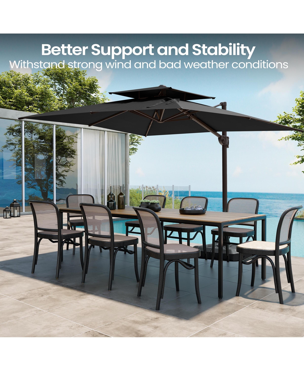 Pellebant Outdoor Patio Double Top Aluminum Cantilever Umbrella
