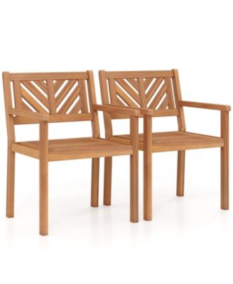 Outdoor Acacia Wood Patio Dining Chair Set with 400 lb Weight Capacity