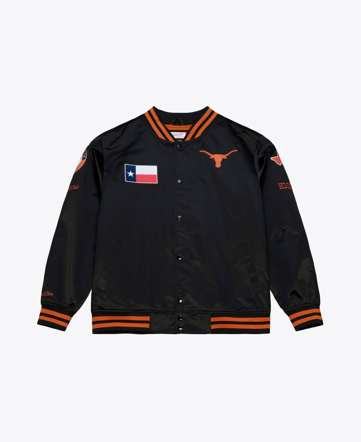 Мужская куртка Mitchell & Ness Black Texas Longhorns Double Clutch Lightweight Satin Full-Snap — фото 1