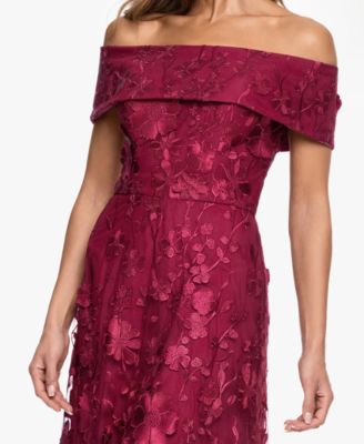 xscape embroidered floral lace sheath dress XSCAPE Women's Off-The-Shoulder Embroidered Floral Ball Gown