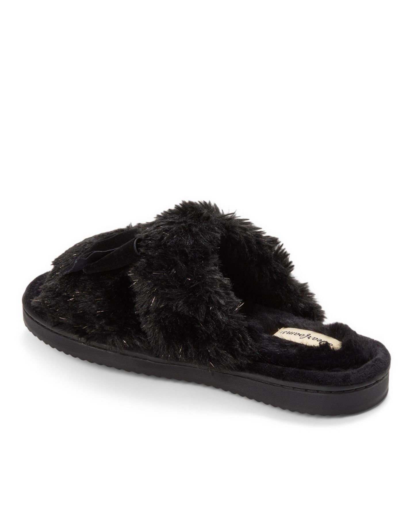 Женские тапочки Dearfoams Bianca Pile Slide Slipper with Bow, цвет: Чёрный — фото 6