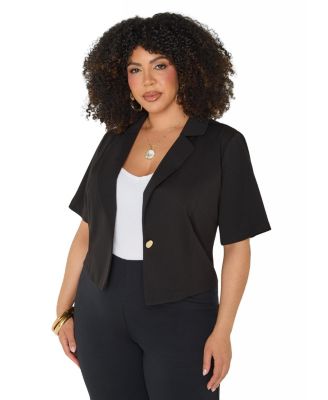 Women's Plus Size Cropped Stretch Crepe Blazer