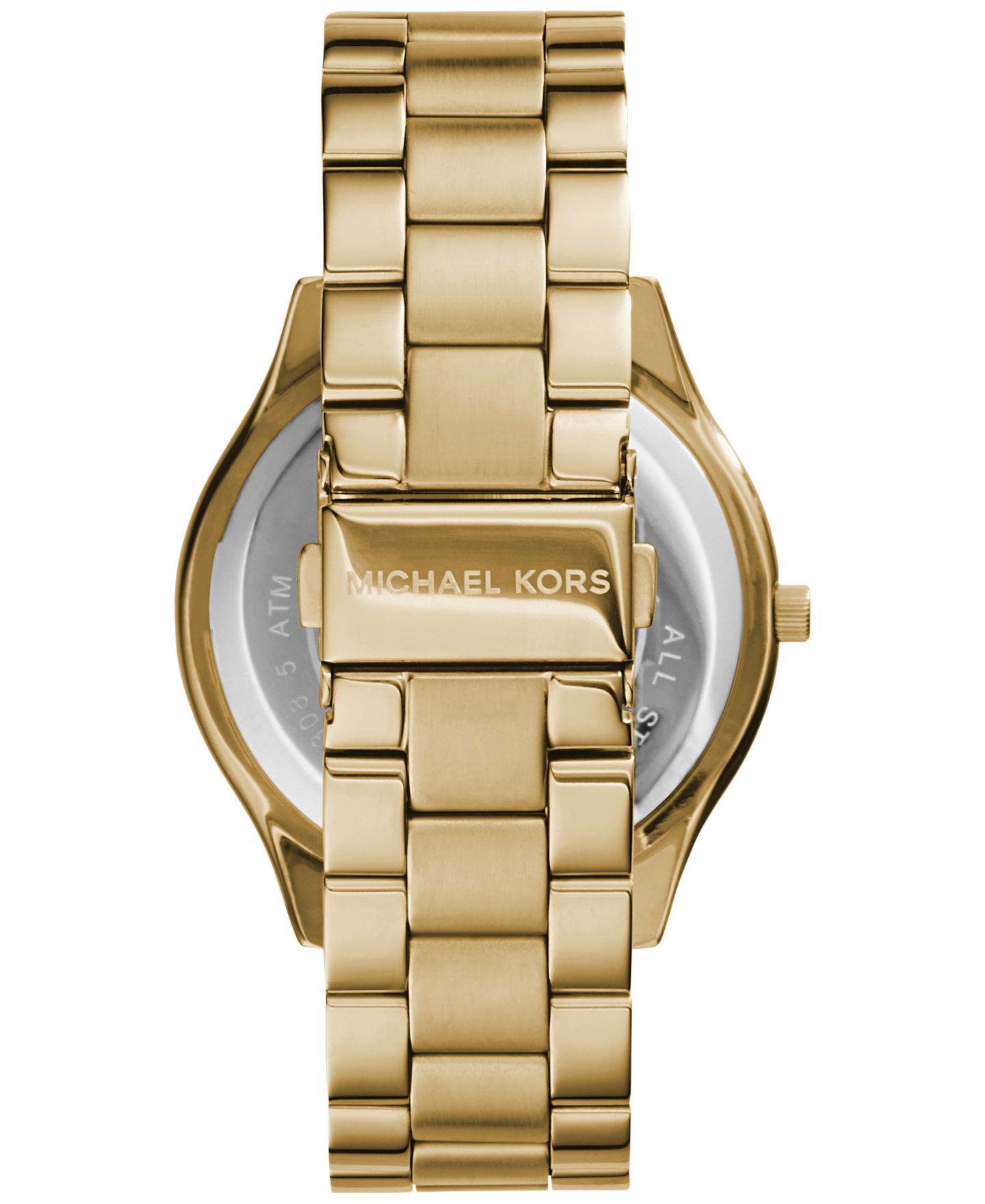 Часы Michael Kors Unisex Slim Runway Gold-Tone Stainless Steel Bracelet Watch 42mm, цвет: Золотой — фото 4