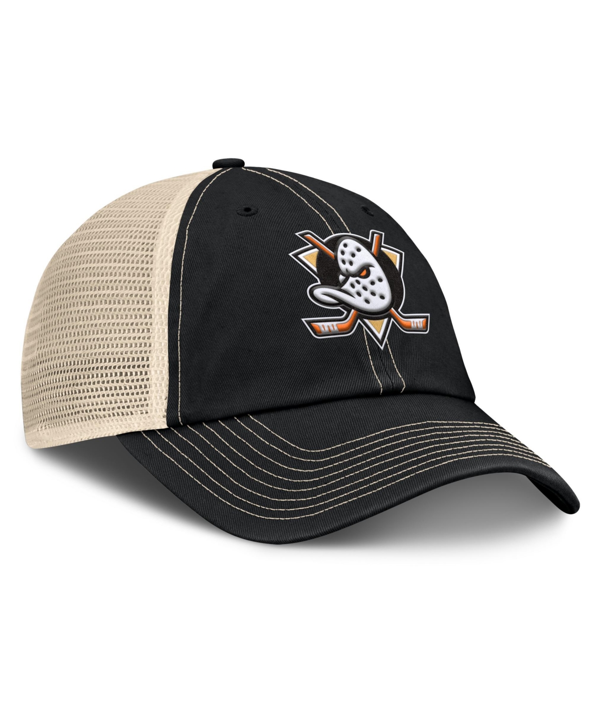 Fanatics Men's Black/Natural Anaheim Ducks Rival Trucker Adjustable Hat
