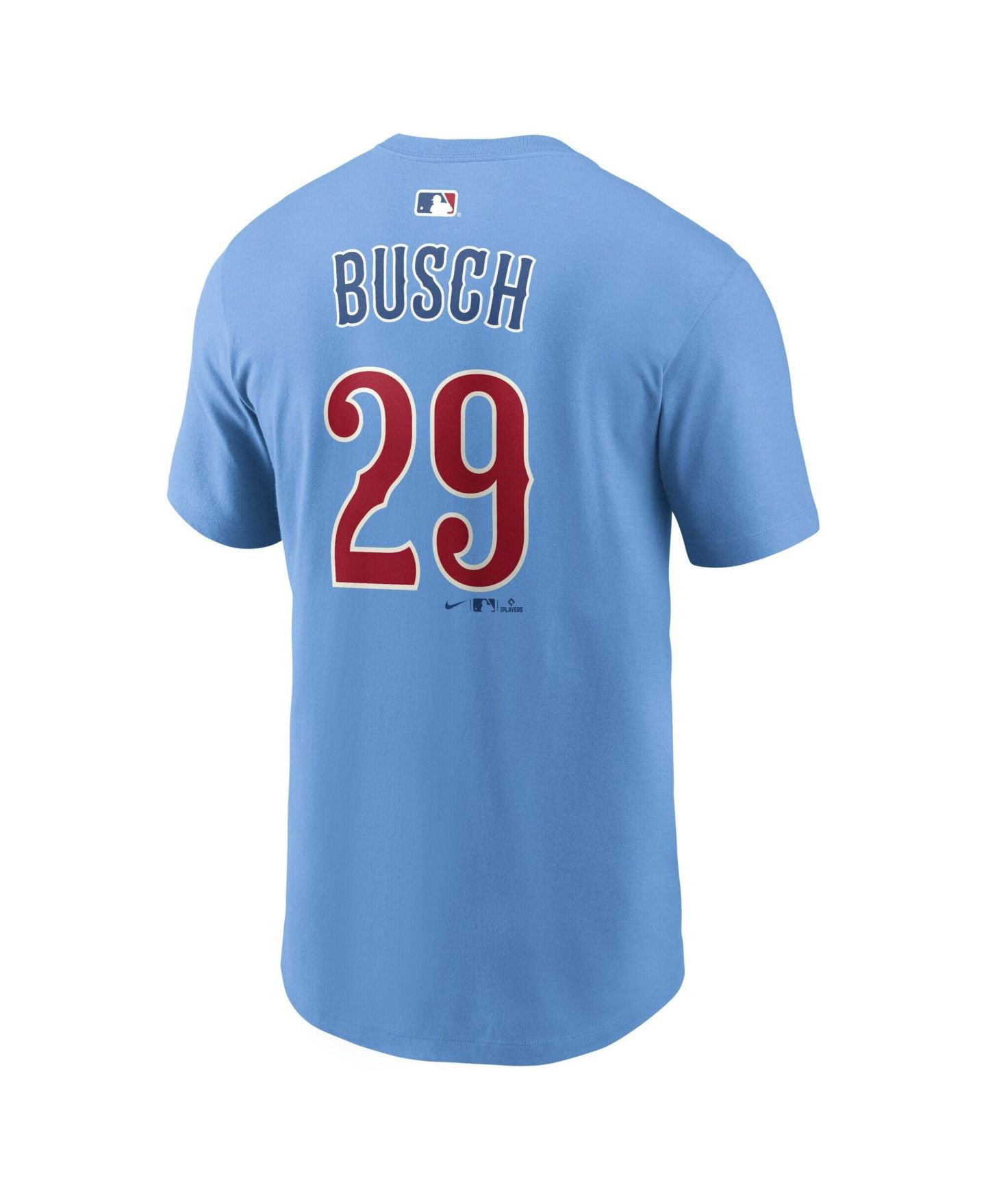 Мужская футболка Nike Michael Busch Light Blue Chicago Cubs Name & Number — фото 3