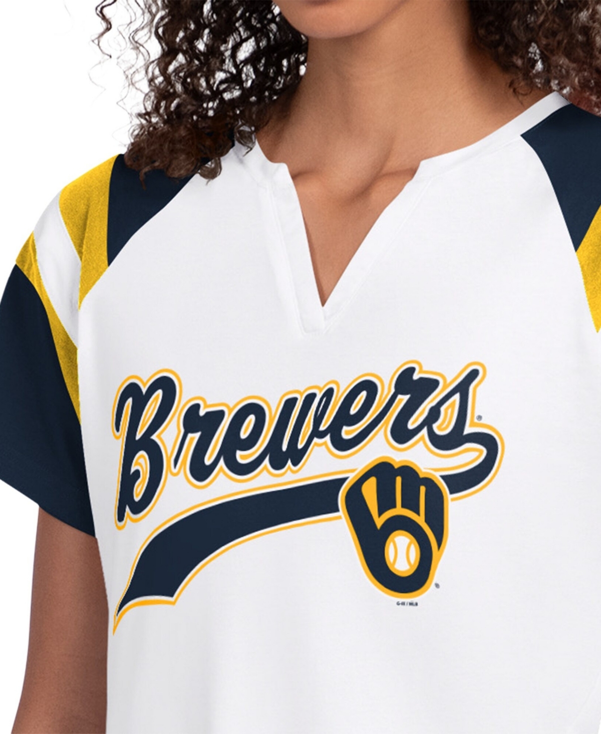 Starter Women's White Milwaukee Brewers Game On Notch Neck Raglan T-Shirt