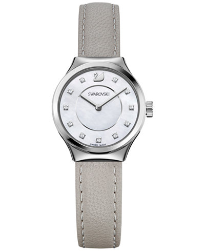 Swarovski Women's Swiss Dreamy Gray Leather Strap Watch 28mm 5219457