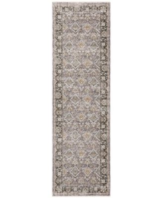 Maharaja 91E Gray and Blue 2'3" x 7'6" Runner Rug