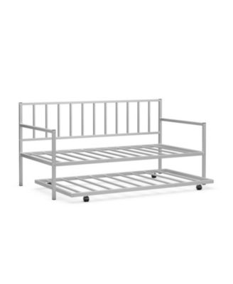 Twin Metal Daybed with Roll-Out Trundle and Slat Support