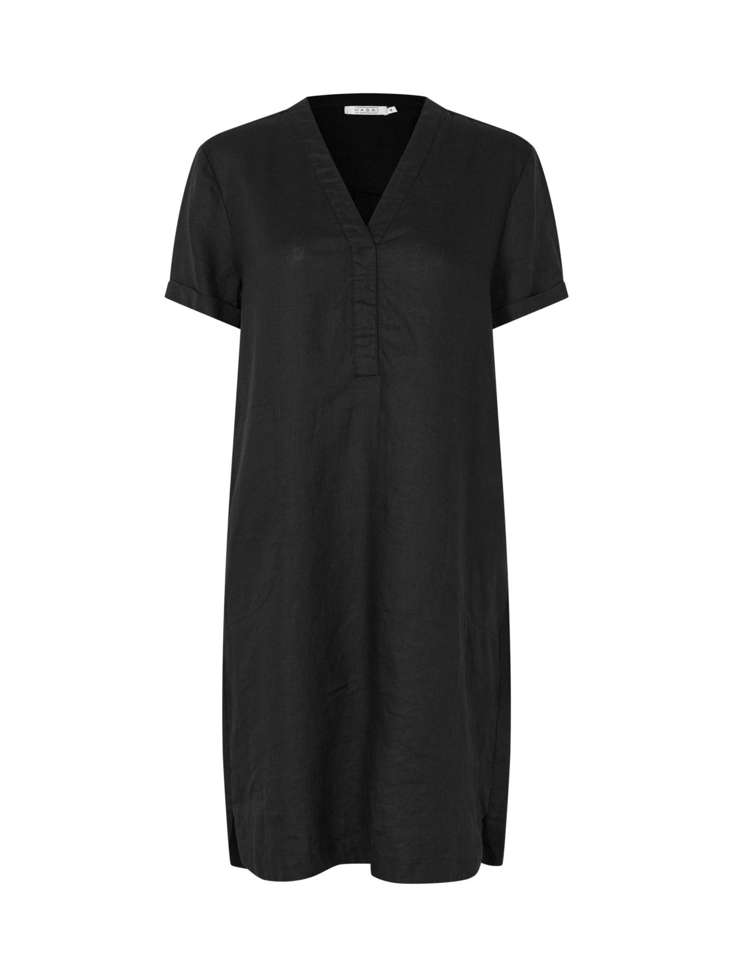 Женское платье Masai Copenhagen Manareela Linen V-Neck Tunic, цвет: Чёрный — фото 4