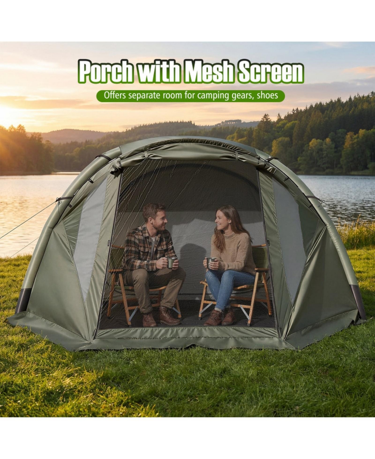 Gouun Inflatable 5-7 Person Family Camping Tent with Screened Porch