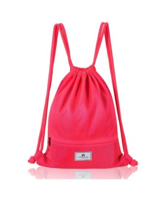 Foldable Drawstring Sports Backpack with Zippered Pockets