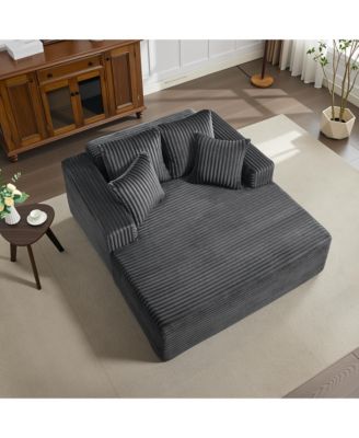 Extra-Large Corduroy Frameless Sofa Bed with Armrests and 4 Plush Pillows-Perfect for Apartments, Living Rooms, and Bedrooms