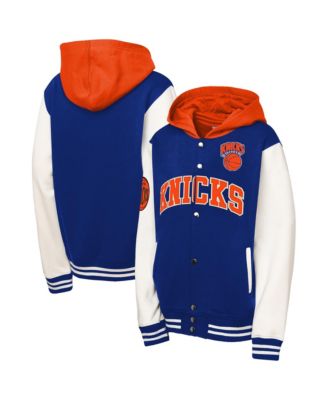 Preschool Mitchell Ness Blue New York Knicks Courtside Fleece Full-Snap Jacket