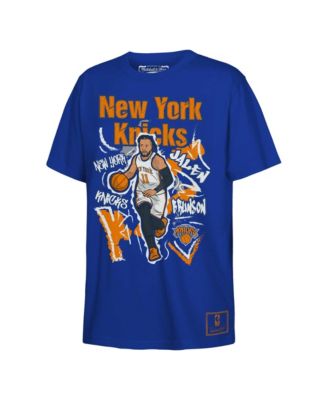 Big Boys and Girls Mitchell Ness Jalen Brunson Blue New York Knicks Chalked Up Player T-Shirt