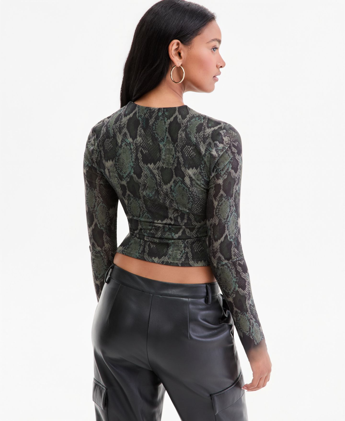 Женский топ Bar III Square-Neck Cropped Top, цвет: Армейский змеиный — фото 4