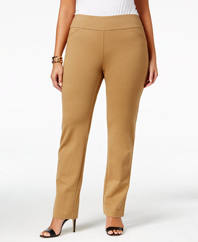 Charter Club Plus Size Cambridge Tummy-Control Ponte Pants, Only at Macy's