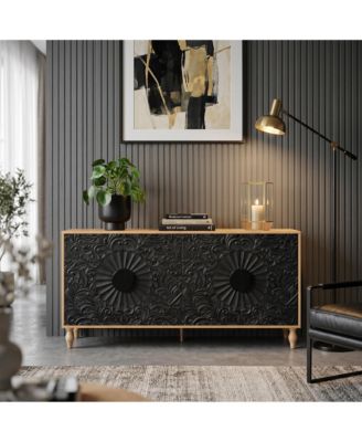 Large Faceted Carved and Spliced Doors Combined with Frames for TV Stand Table, Sideboards, Accent Cabinets