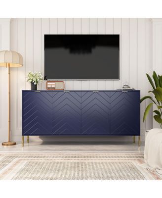 Storage Cabinet with 4 Doors, 63 Inch Monden Accent Cabinet with Adjustable Shelf, Free-Standing Sideboard