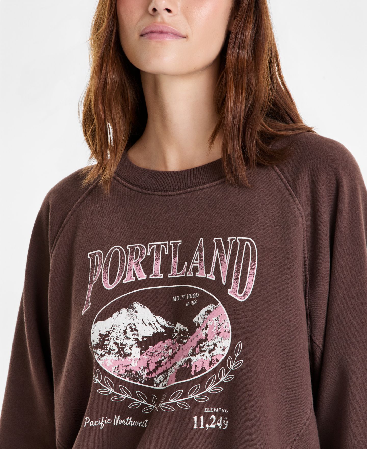 Женский свитшот And Now This Cotton Graphic Fleece, цвет: Коричневый — фото 3