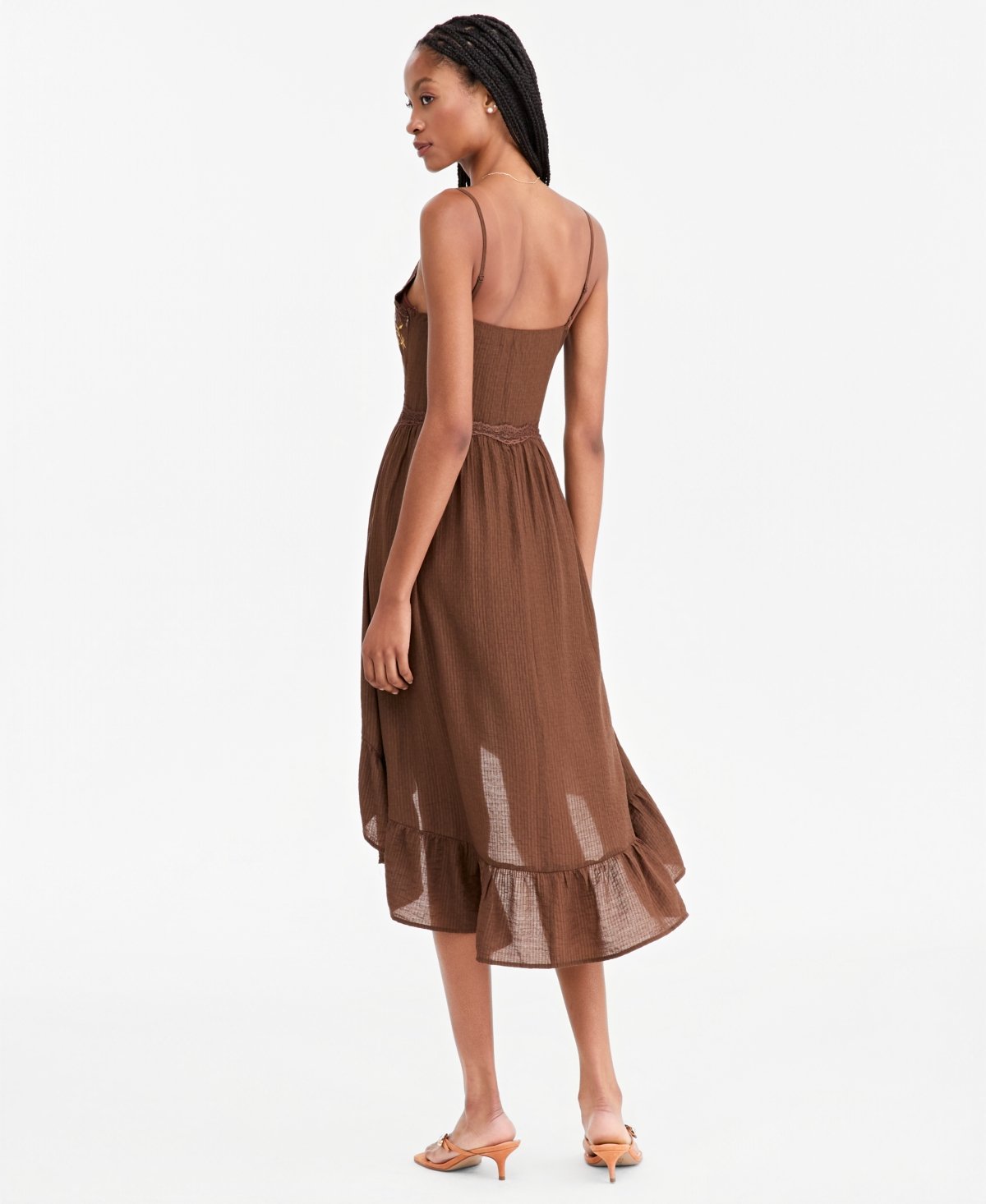 And Now This Women's Shadow Stripe V-Neck Sleeveless Lace Dress, Macy's Exclusive