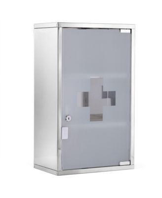 12" x 20" Lockable Medicine Cabinet, 3 Tier Stainless Steel Medical Wall Box with 2 Keys and Shelves for Bathroom