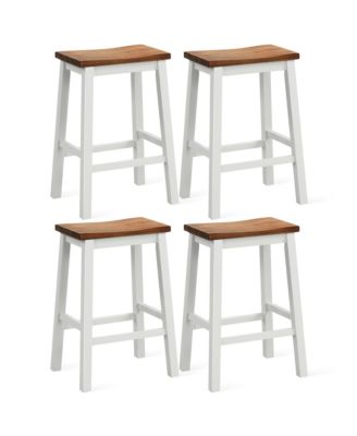24.5 Inch Set of 4 Saddle Stools Industrial Counter Height Stools with Footrests