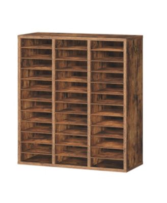 Wooden Literature Organizer with 36 Compartments for Files and Documents