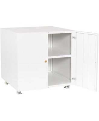 Mobile Metal File Cabinet and Mini Fridge Stand  Rolling Under Desk Printer Stand with Adjustable Shelf and Doors