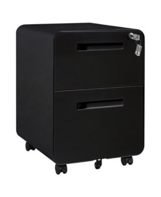 Metal Mobile File Cabinet with Lock, 2 Drawer Vertical Rolling Filing Cabinet, Under Desk File Storage Cabinet for Home Office Study Room
