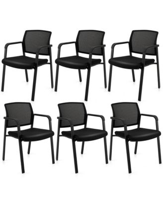 6-Pack Office Conference Chair Set Mesh Guest Reception Stack Chairs with Caster Wheels