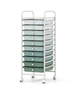10-Drawer Utility Cart with Wheels Rolling Storage Organizer for Home
