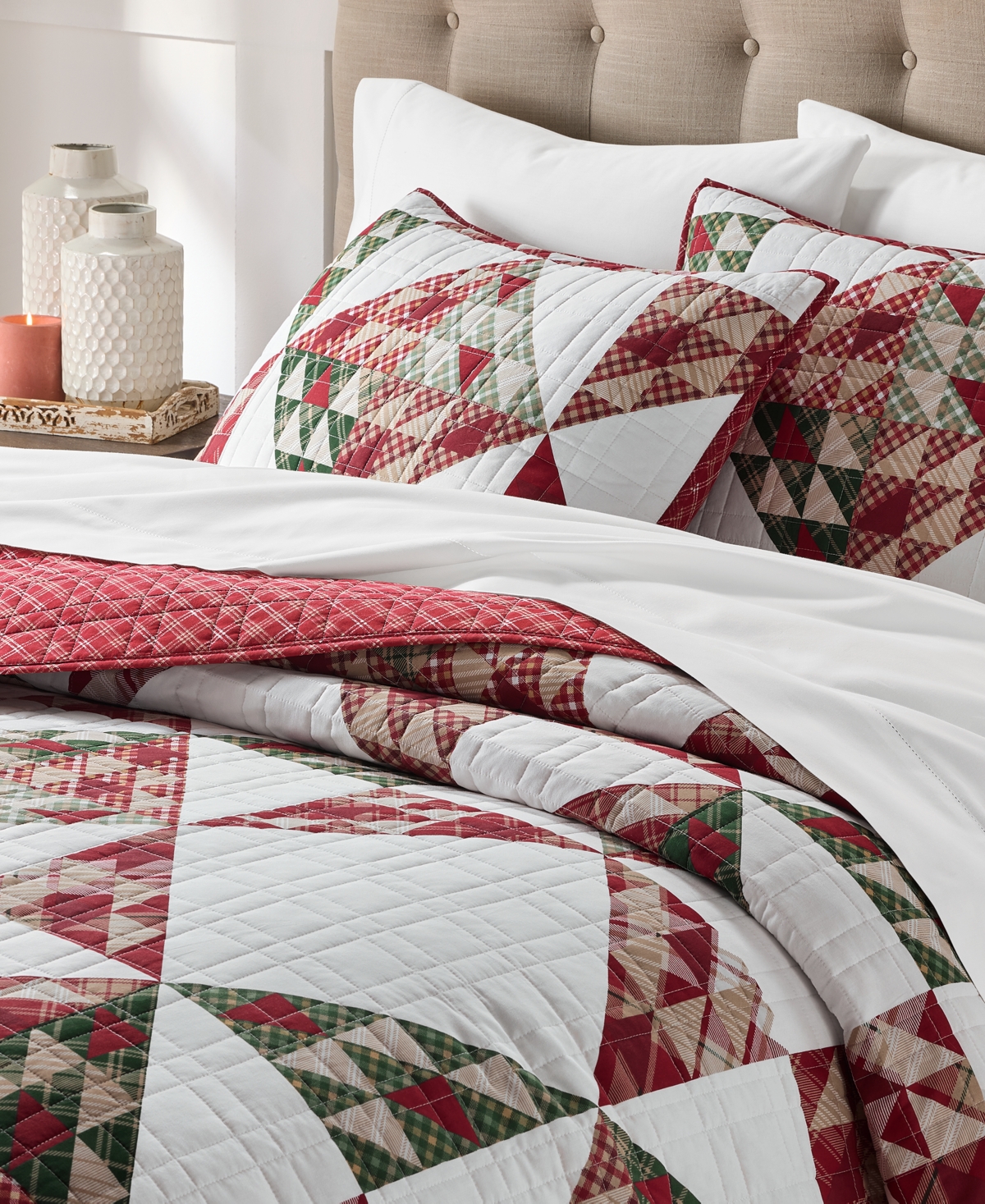 Charter Club Jolly Plaids Quilted 3-Piece Quilt Set, Full/Queen, Macy's Exclusive